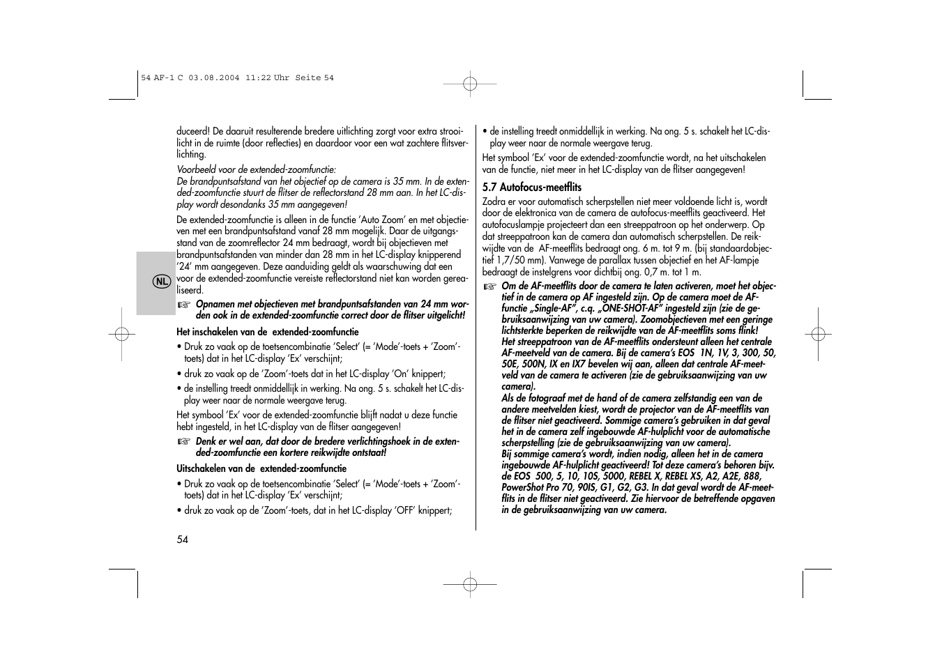 Metz MECABLITZ 54 AF-1 Canon User Manual | Page 54 / 120