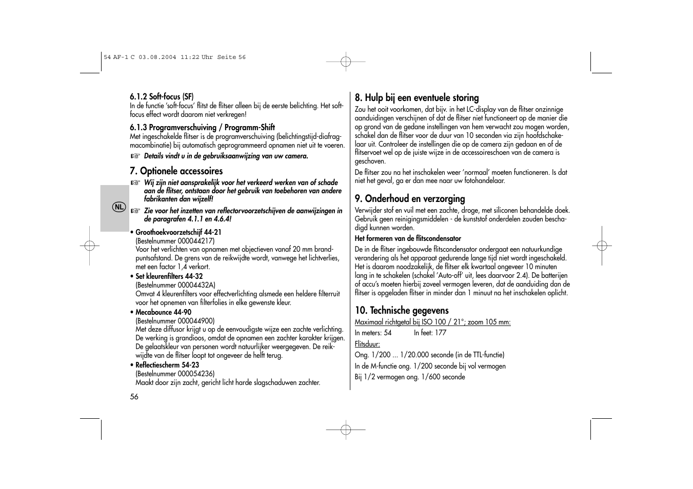 Metz MECABLITZ 54 AF-1 Canon User Manual | Page 56 / 120