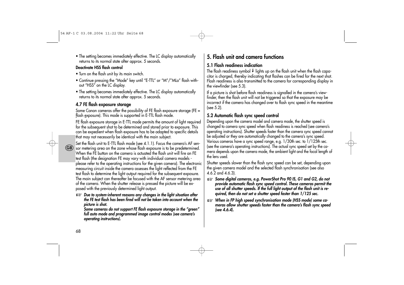 Metz MECABLITZ 54 AF-1 Canon User Manual | Page 68 / 120