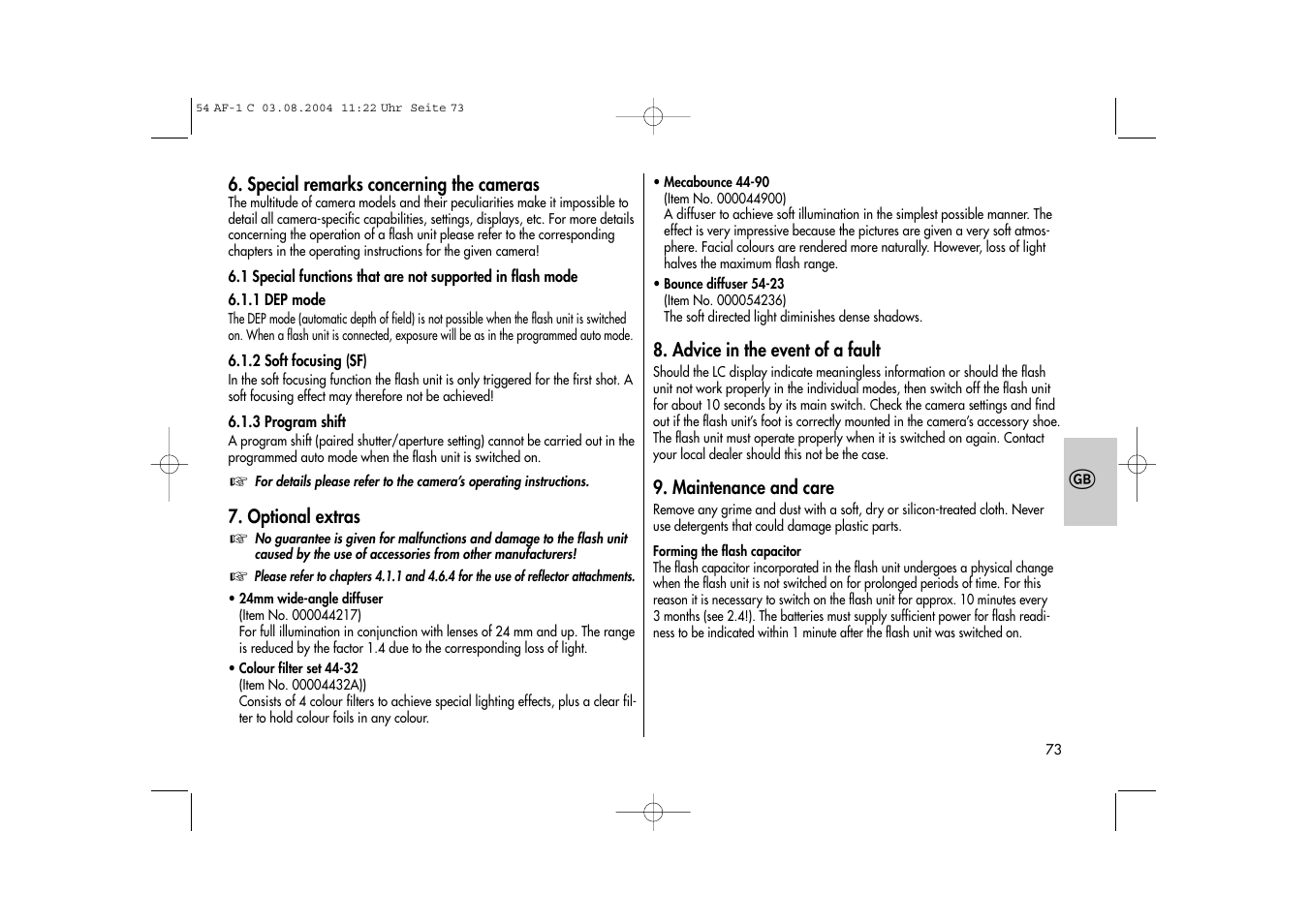 Metz MECABLITZ 54 AF-1 Canon User Manual | Page 73 / 120