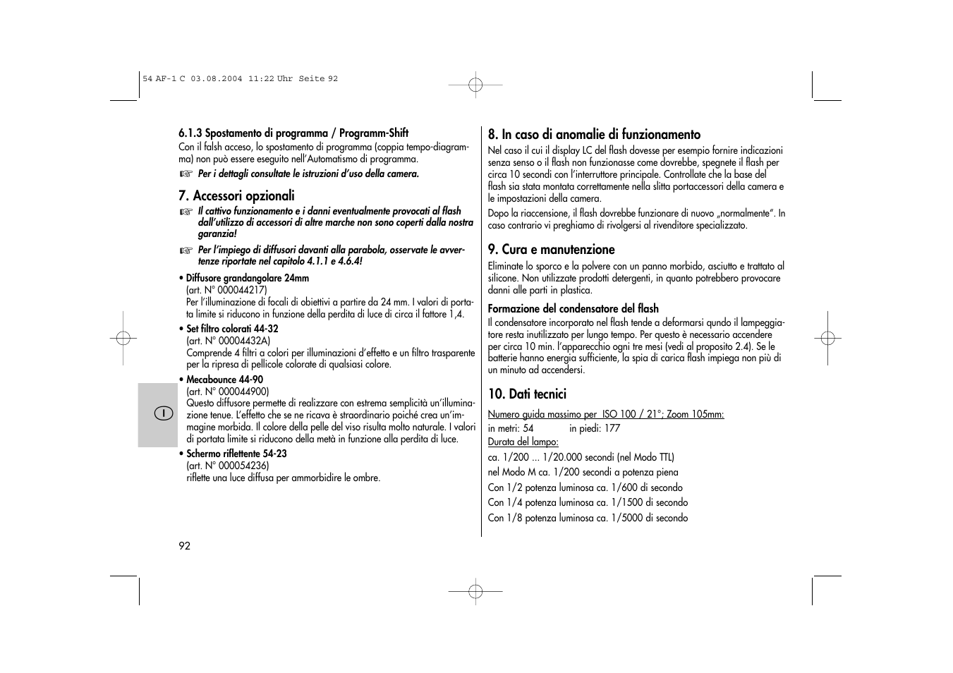 Metz MECABLITZ 54 AF-1 Canon User Manual | Page 92 / 120
