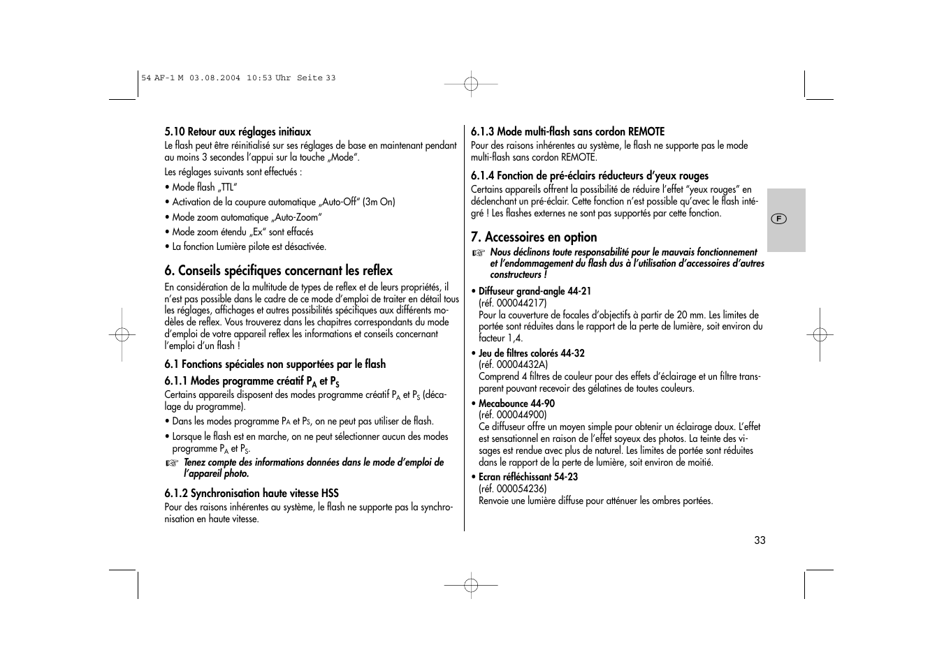 Metz MECABLITZ 54 AF-1 Minolta User Manual | Page 33 / 108