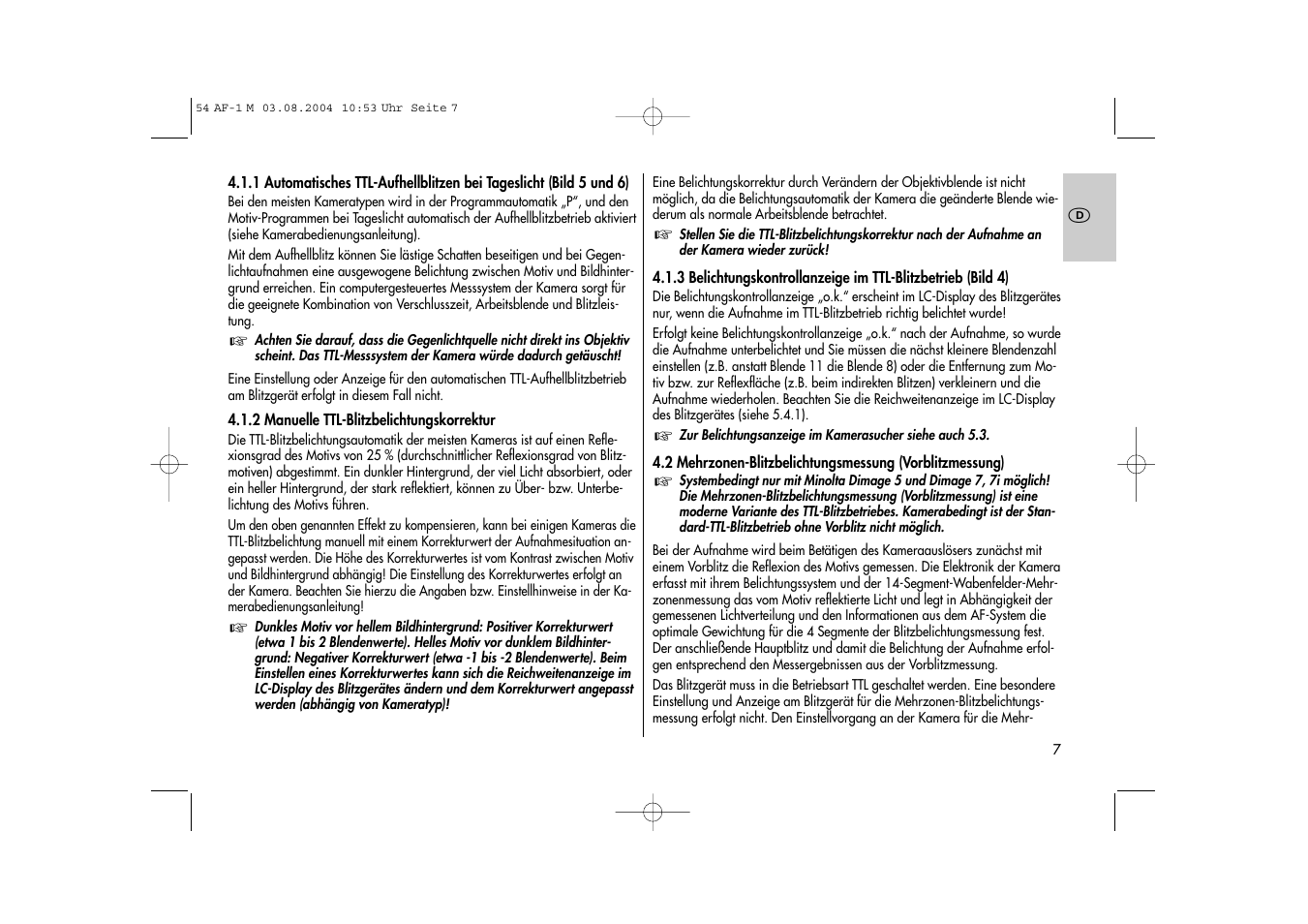 Metz MECABLITZ 54 AF-1 Minolta User Manual | Page 7 / 108
