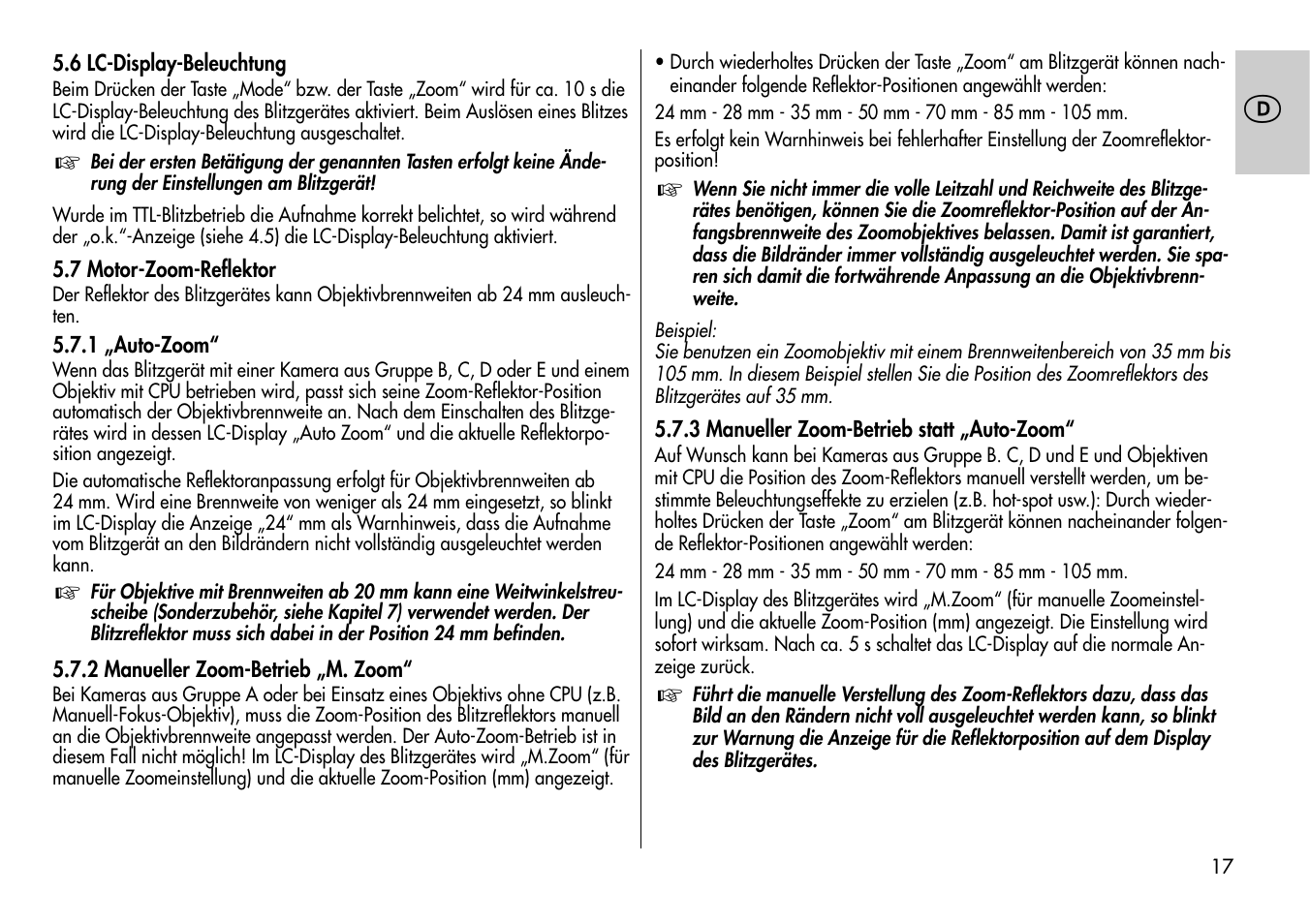Metz MECABLITZ 54 AF-1 Nikon User Manual | Page 17 / 142