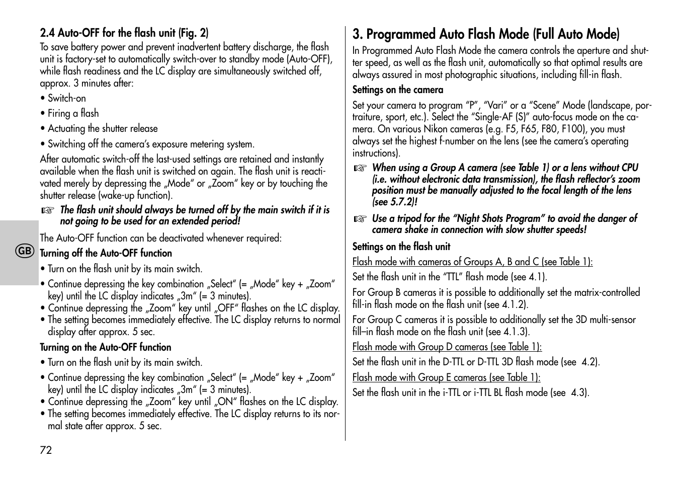 Metz MECABLITZ 54 AF-1 Nikon User Manual | Page 72 / 142