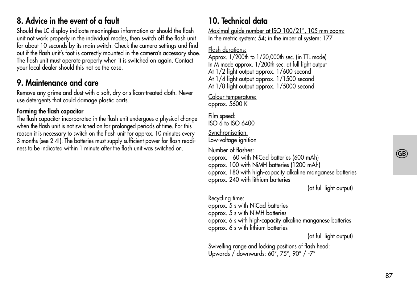 Metz MECABLITZ 54 AF-1 Nikon User Manual | Page 87 / 142