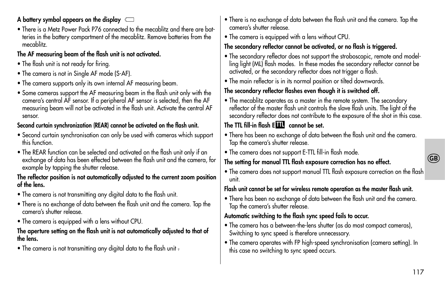 Metz MECABLITZ 58 AF-1 digital Canon User Manual | Page 117 / 190