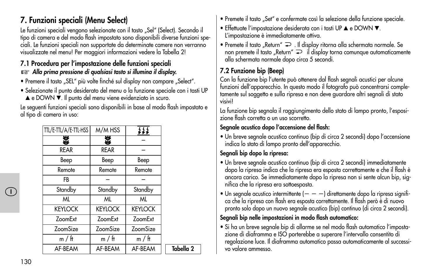 Funzioni speciali (menu select) | Metz MECABLITZ 58 AF-1 digital Canon User Manual | Page 130 / 190