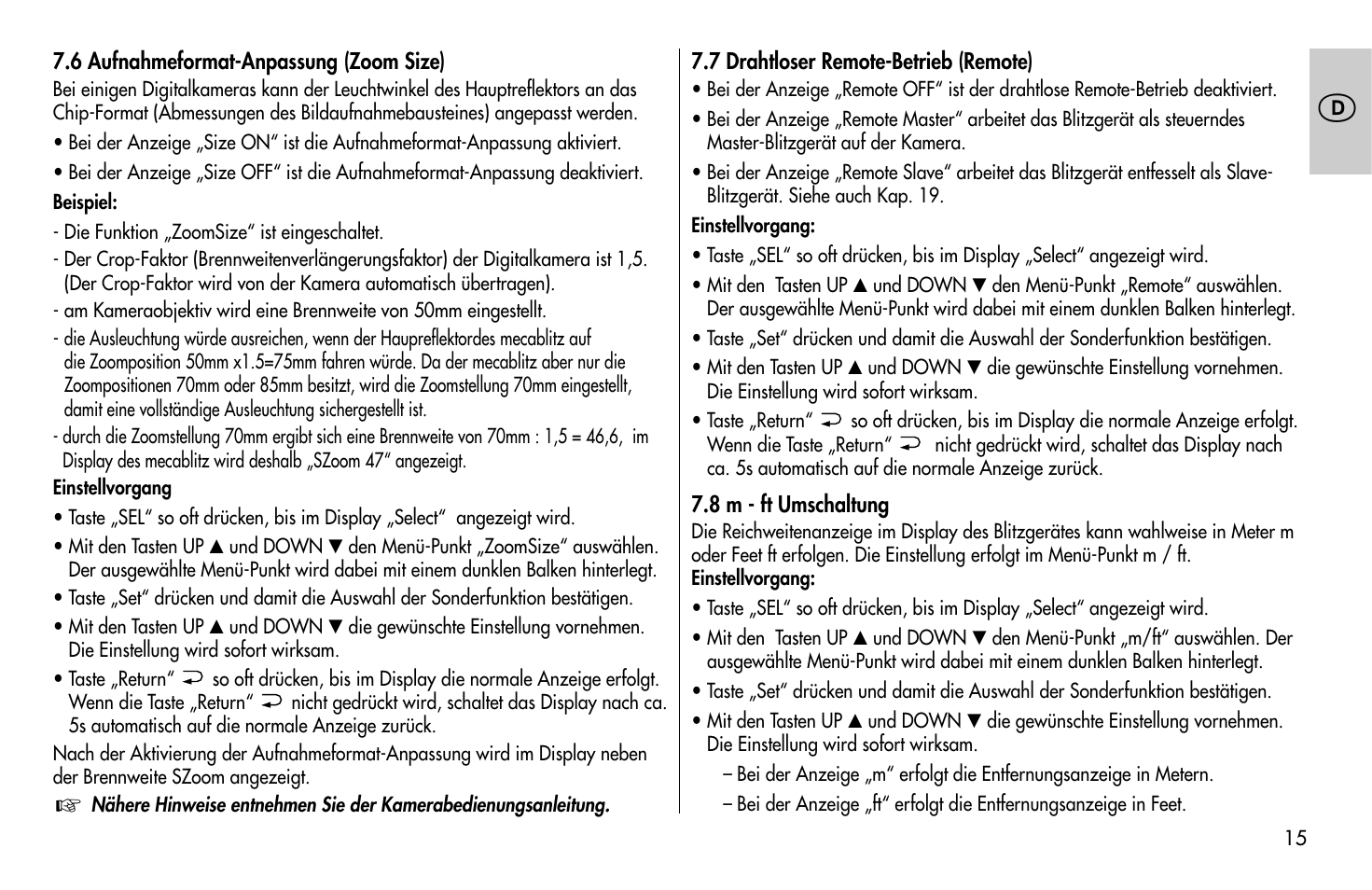 Metz MECABLITZ 58 AF-1 digital Canon User Manual | Page 15 / 190