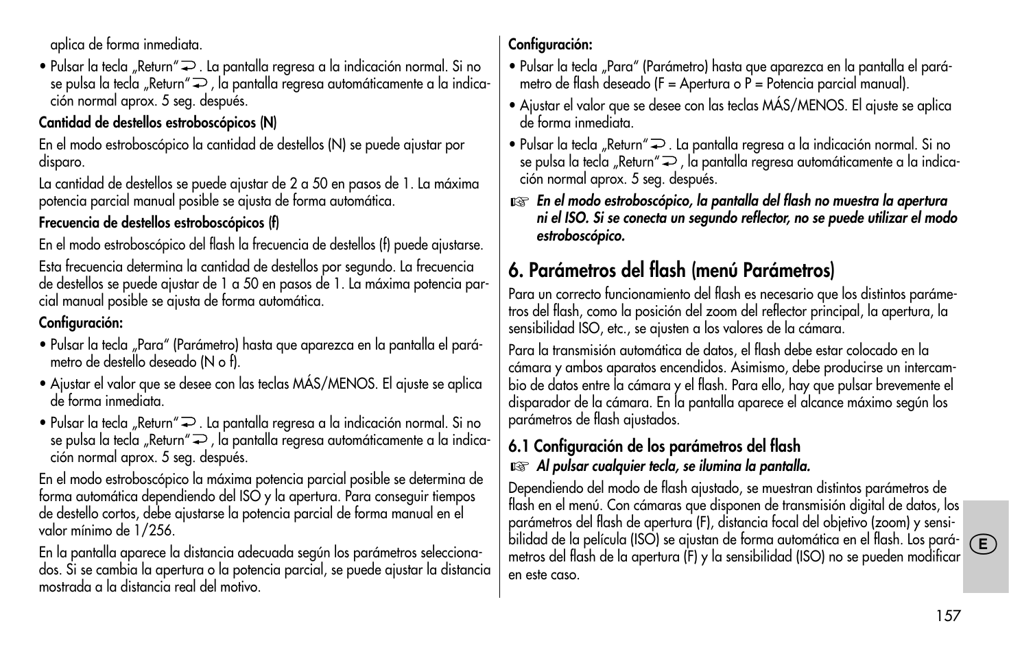 Parámetros del flash (menú parámetros) | Metz MECABLITZ 58 AF-1 digital Canon User Manual | Page 157 / 190