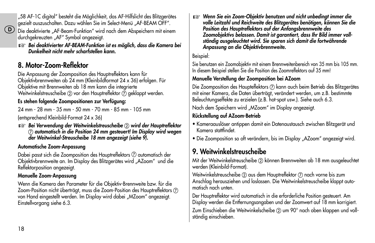 Metz MECABLITZ 58 AF-1 digital Canon User Manual | Page 18 / 190