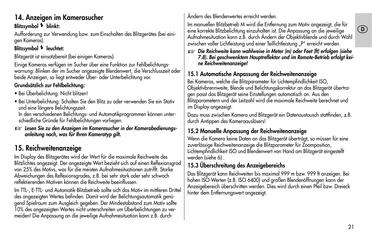 Metz MECABLITZ 58 AF-1 digital Canon User Manual | Page 21 / 190