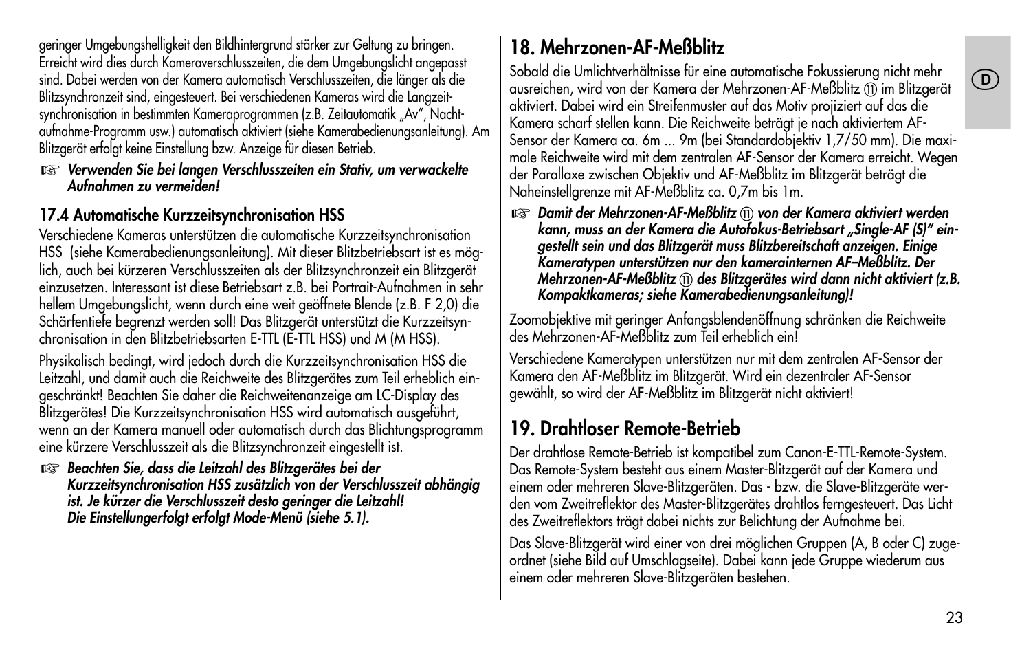 Metz MECABLITZ 58 AF-1 digital Canon User Manual | Page 23 / 190