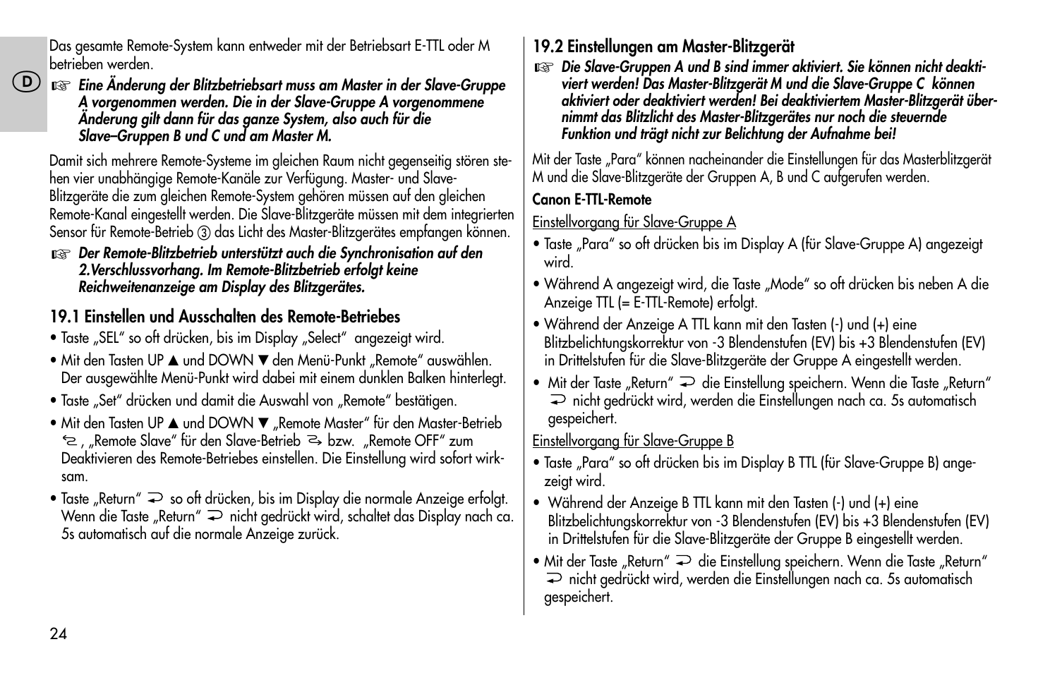 Metz MECABLITZ 58 AF-1 digital Canon User Manual | Page 24 / 190