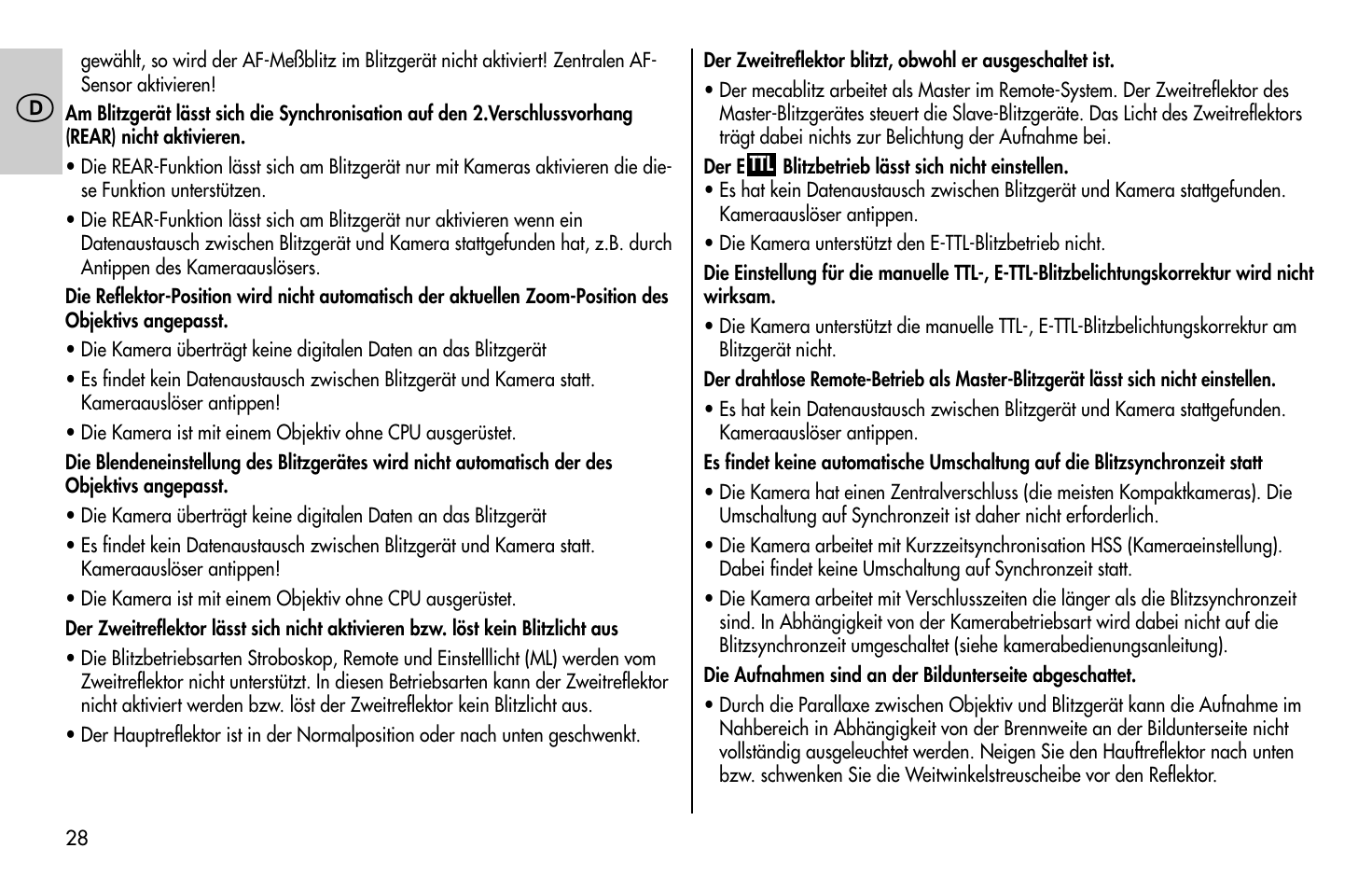 Metz MECABLITZ 58 AF-1 digital Canon User Manual | Page 28 / 190