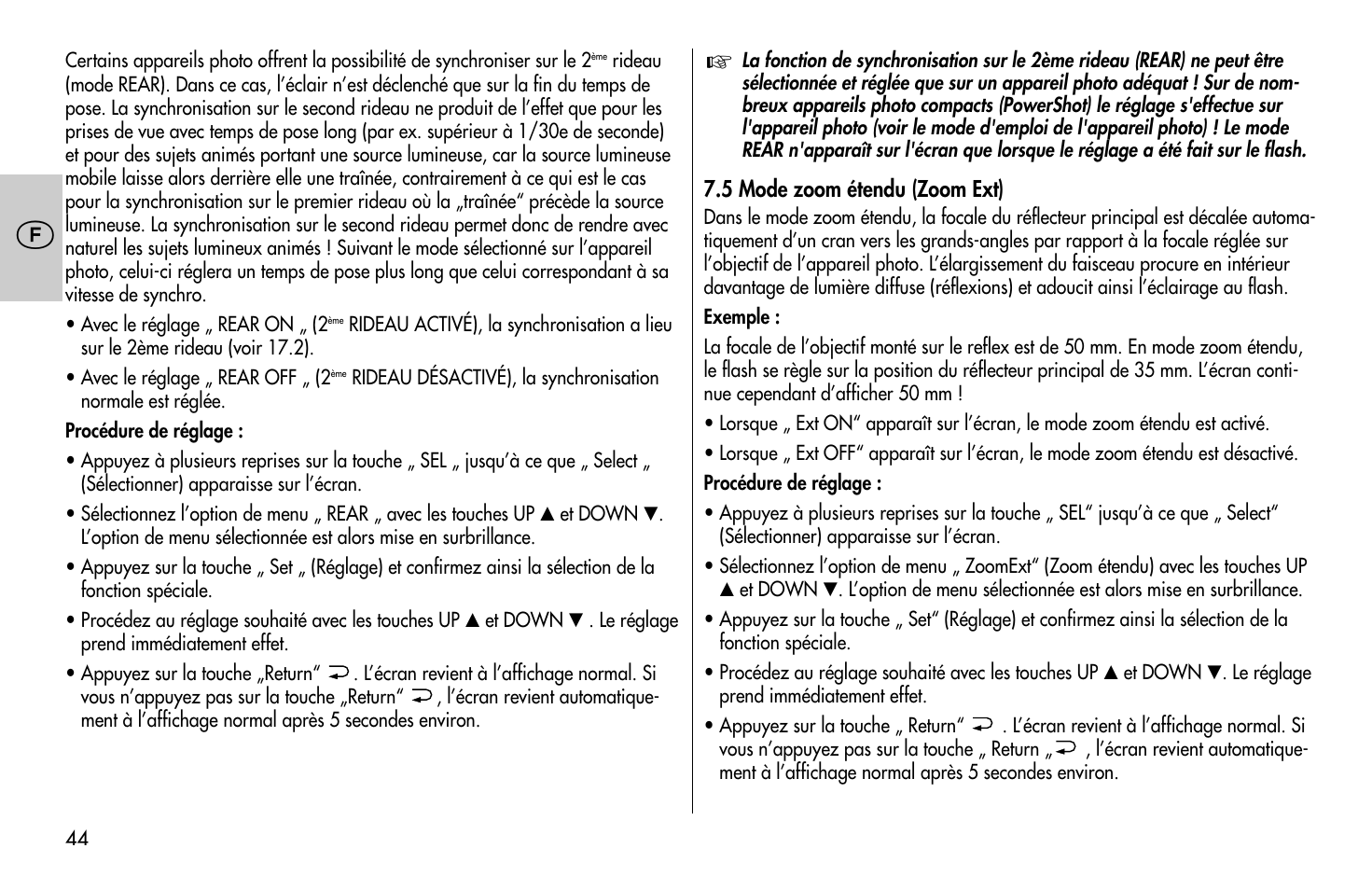 Metz MECABLITZ 58 AF-1 digital Canon User Manual | Page 44 / 190