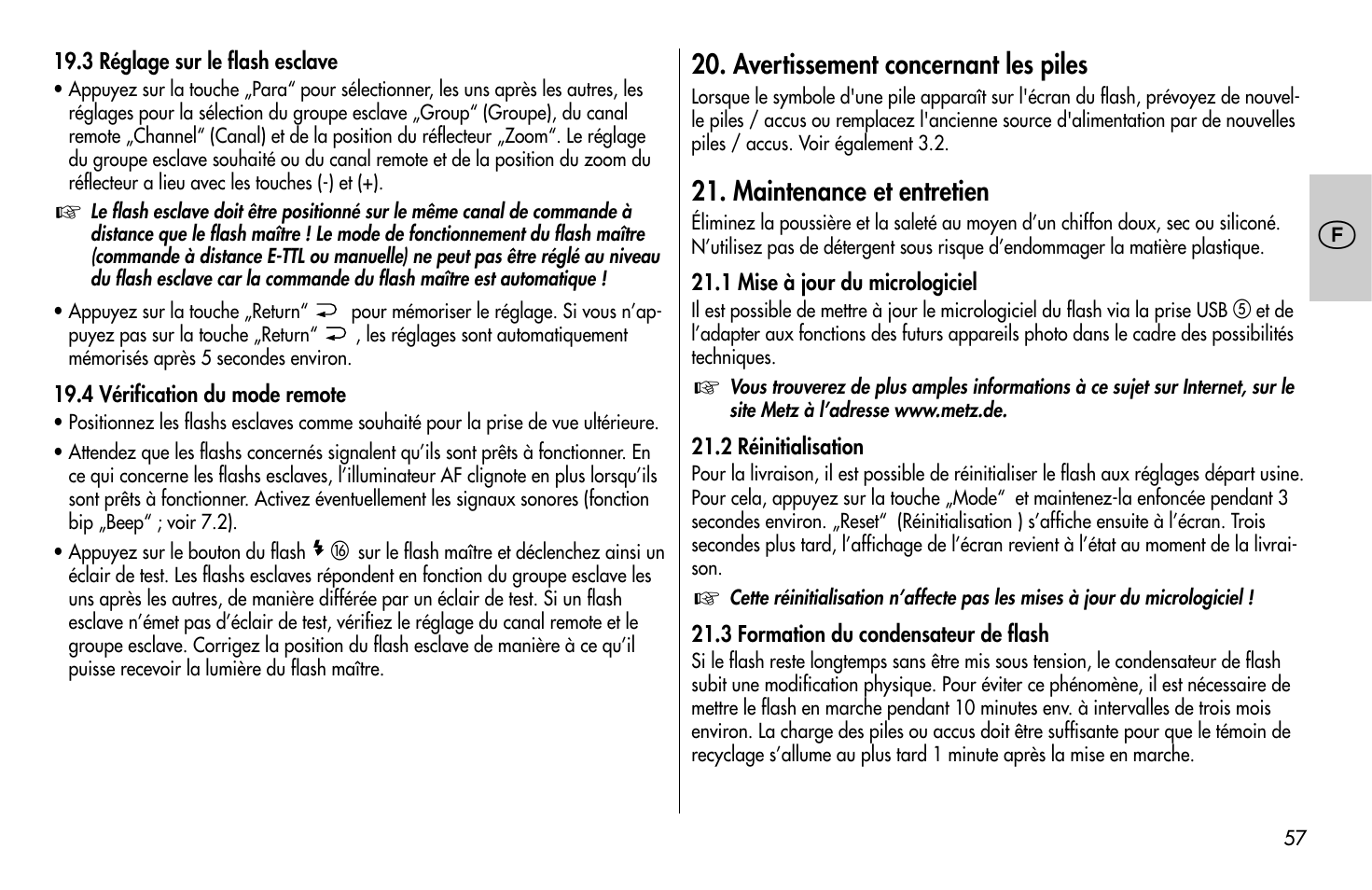 Metz MECABLITZ 58 AF-1 digital Canon User Manual | Page 57 / 190