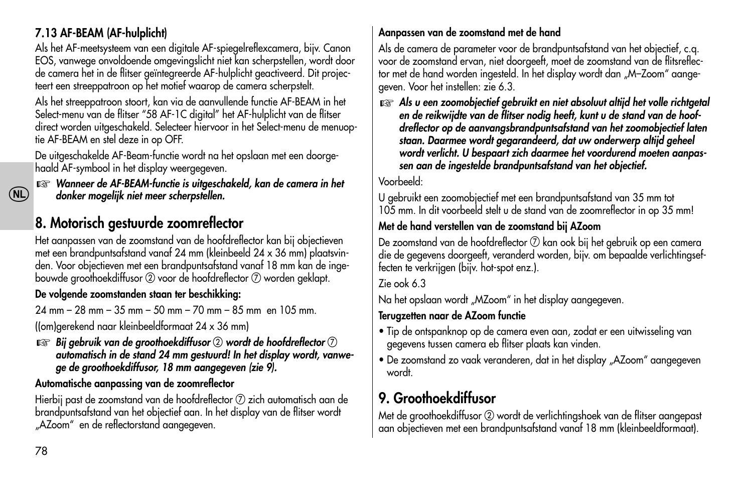 Metz MECABLITZ 58 AF-1 digital Canon User Manual | Page 78 / 190