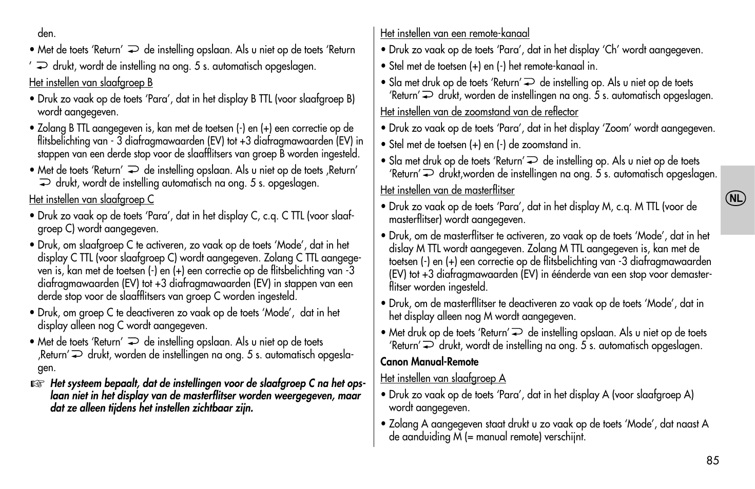 Metz MECABLITZ 58 AF-1 digital Canon User Manual | Page 85 / 190