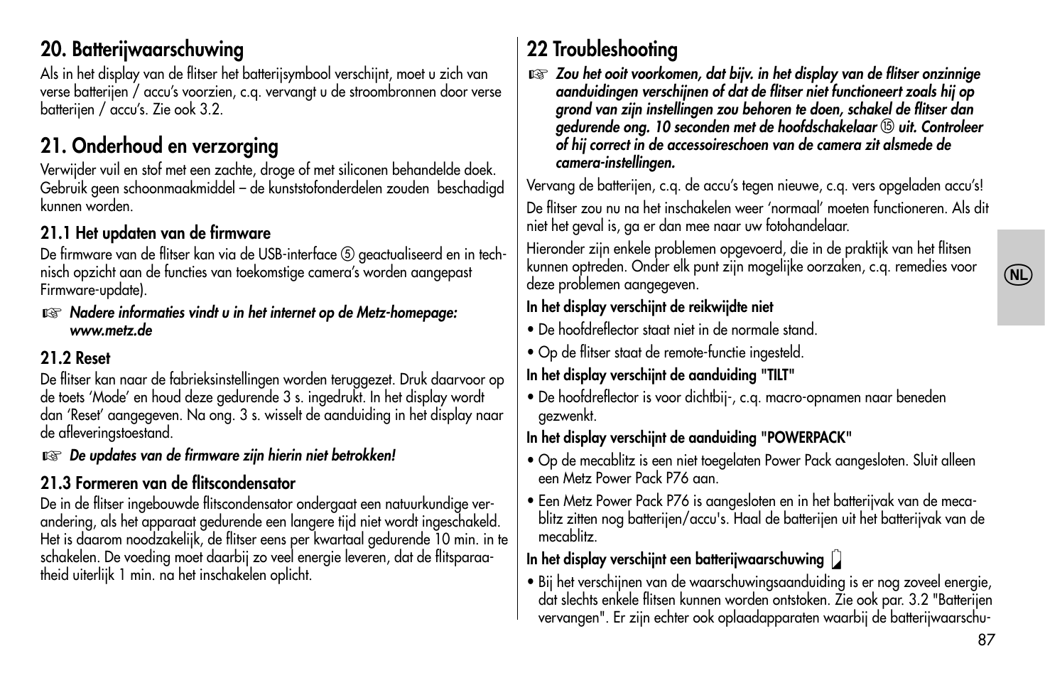 Metz MECABLITZ 58 AF-1 digital Canon User Manual | Page 87 / 190