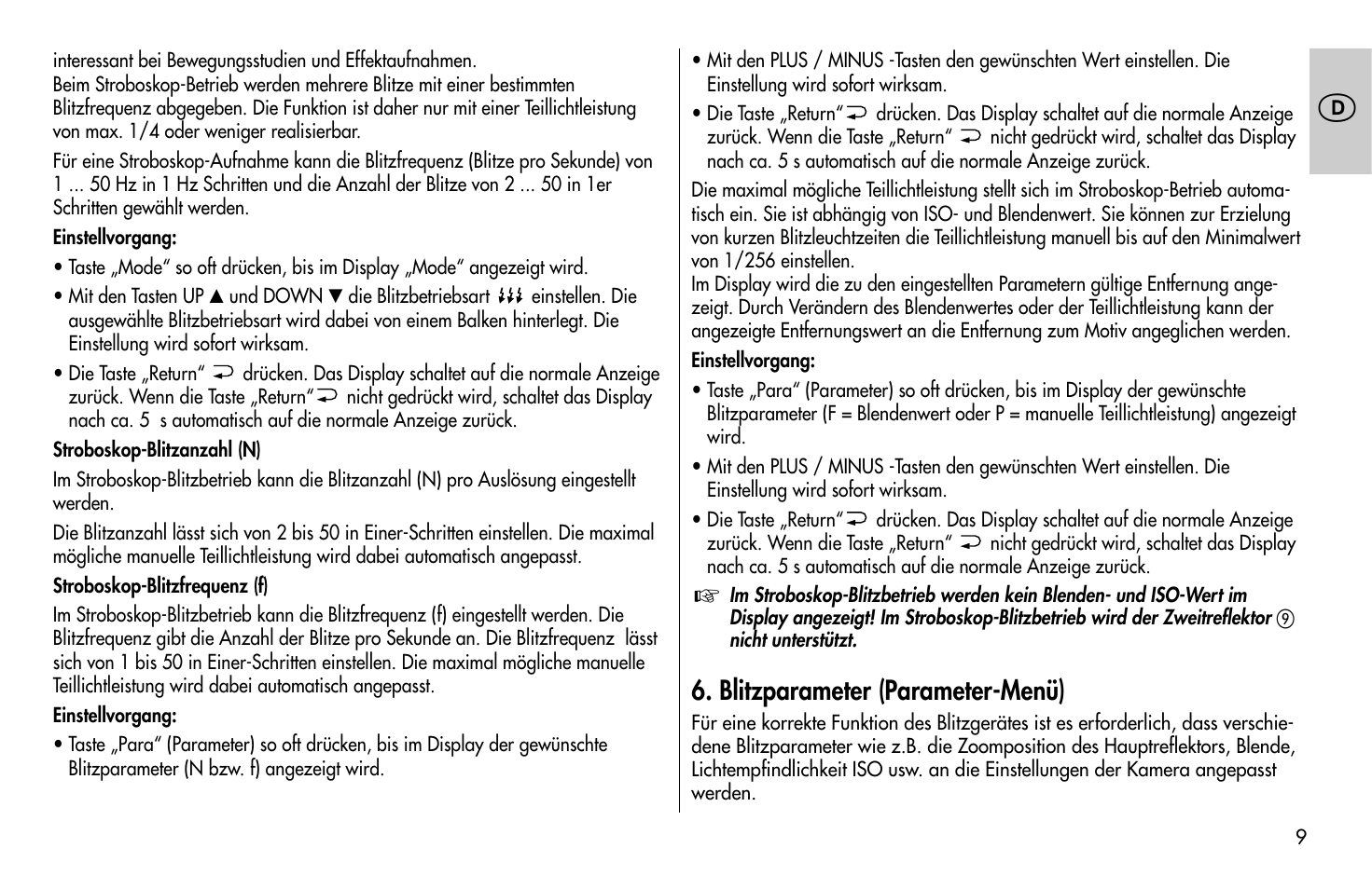 Blitzparameter (parameter-menü) | Metz MECABLITZ 58 AF-1 digital Canon User Manual | Page 9 / 190