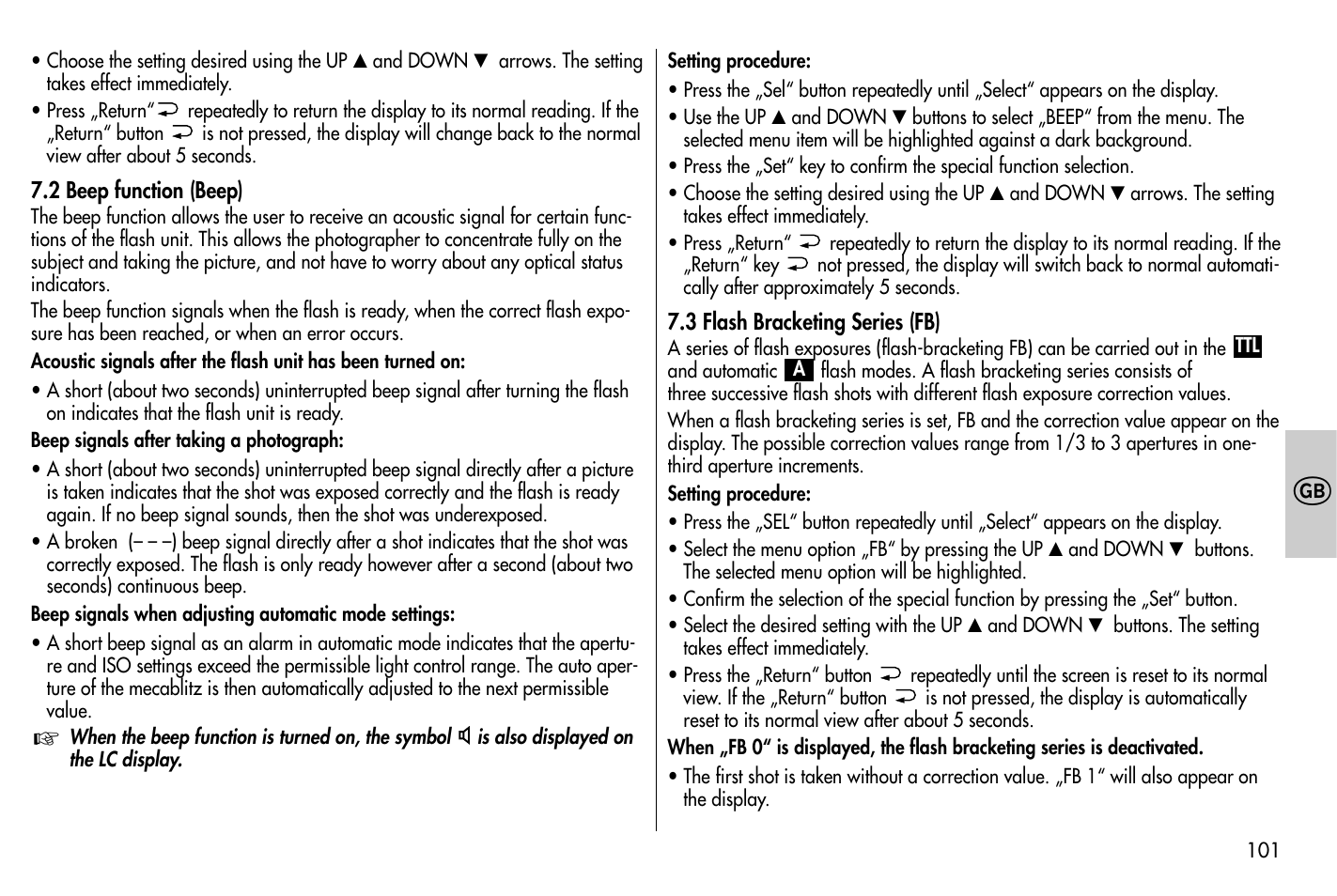 Metz MECABLITZ 58 AF-1 digital Nikon User Manual | Page 101 / 182