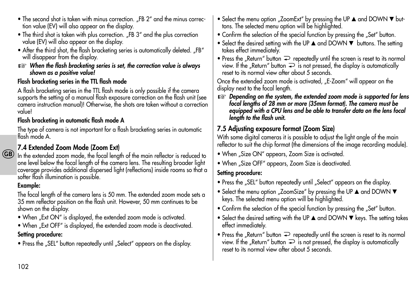 Metz MECABLITZ 58 AF-1 digital Nikon User Manual | Page 102 / 182