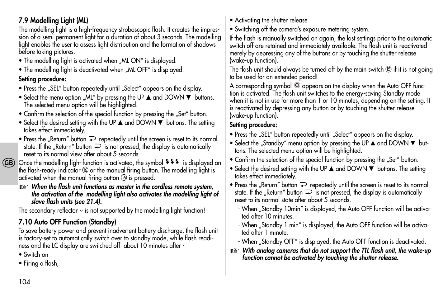 Metz MECABLITZ 58 AF-1 digital Nikon User Manual | Page 104 / 182
