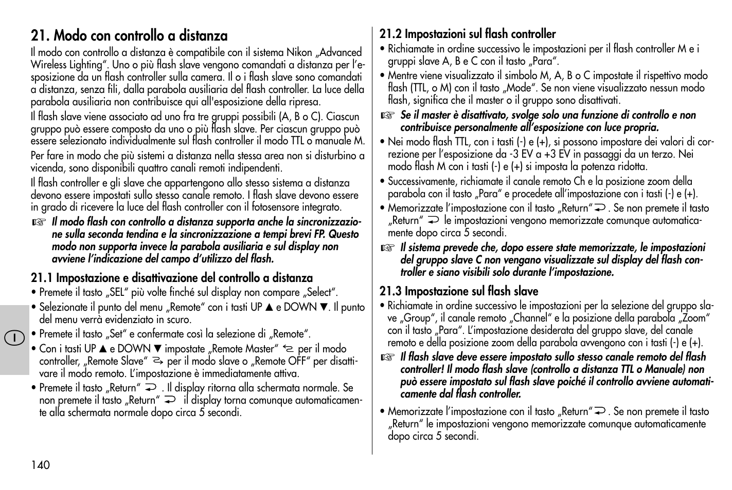 Modo con controllo a distanza | Metz MECABLITZ 58 AF-1 digital Nikon User Manual | Page 140 / 182