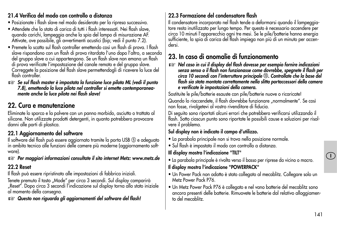 Metz MECABLITZ 58 AF-1 digital Nikon User Manual | Page 141 / 182