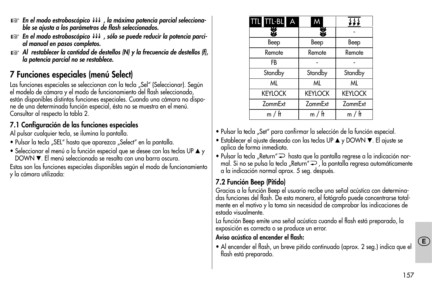 7 funciones especiales (menú select) | Metz MECABLITZ 58 AF-1 digital Nikon User Manual | Page 157 / 182