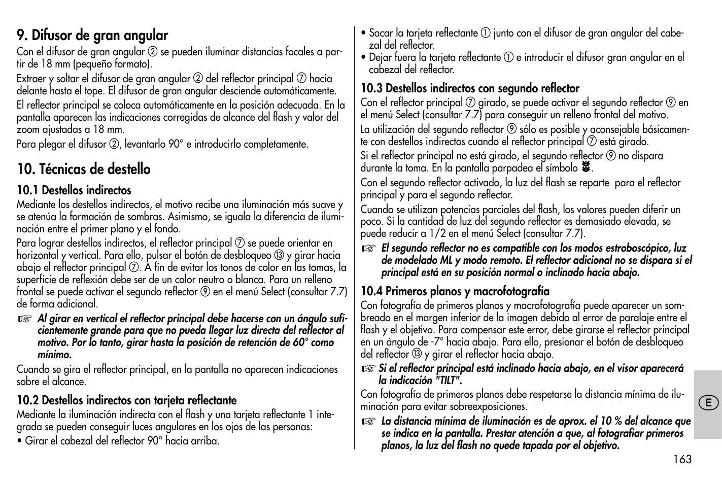 Difusor de gran angular, Técnicas de destello | Metz MECABLITZ 58 AF-1 digital Nikon User Manual | Page 163 / 182