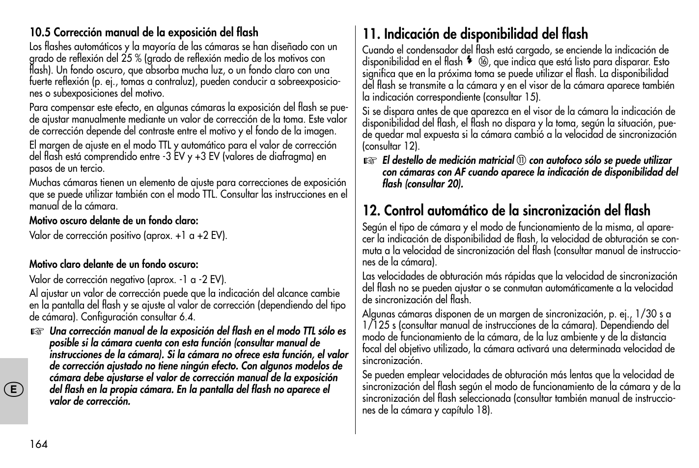 Indicación de disponibilidad del flash, Control automático de la sincronización del flash | Metz MECABLITZ 58 AF-1 digital Nikon User Manual | Page 164 / 182