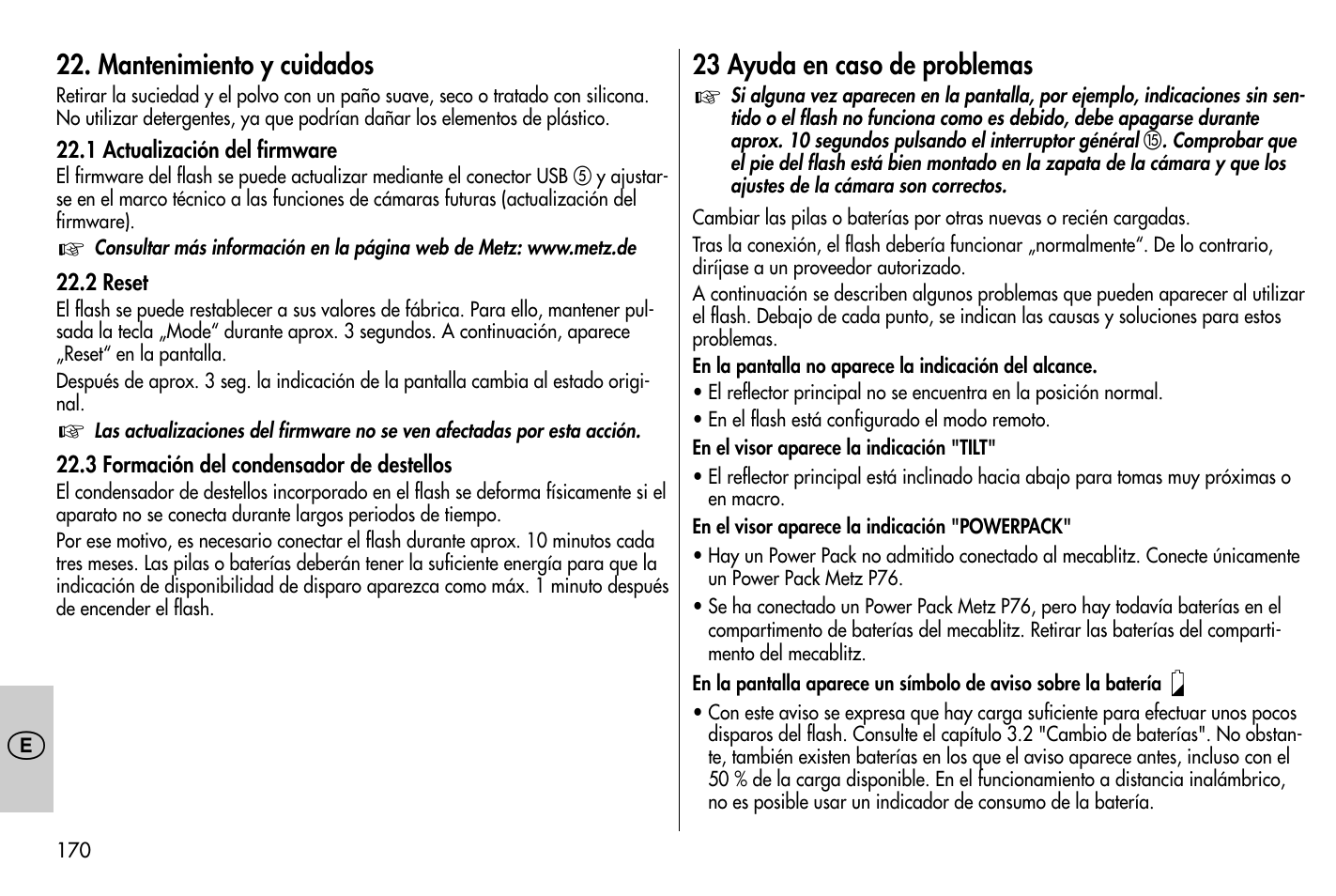 Metz MECABLITZ 58 AF-1 digital Nikon User Manual | Page 170 / 182