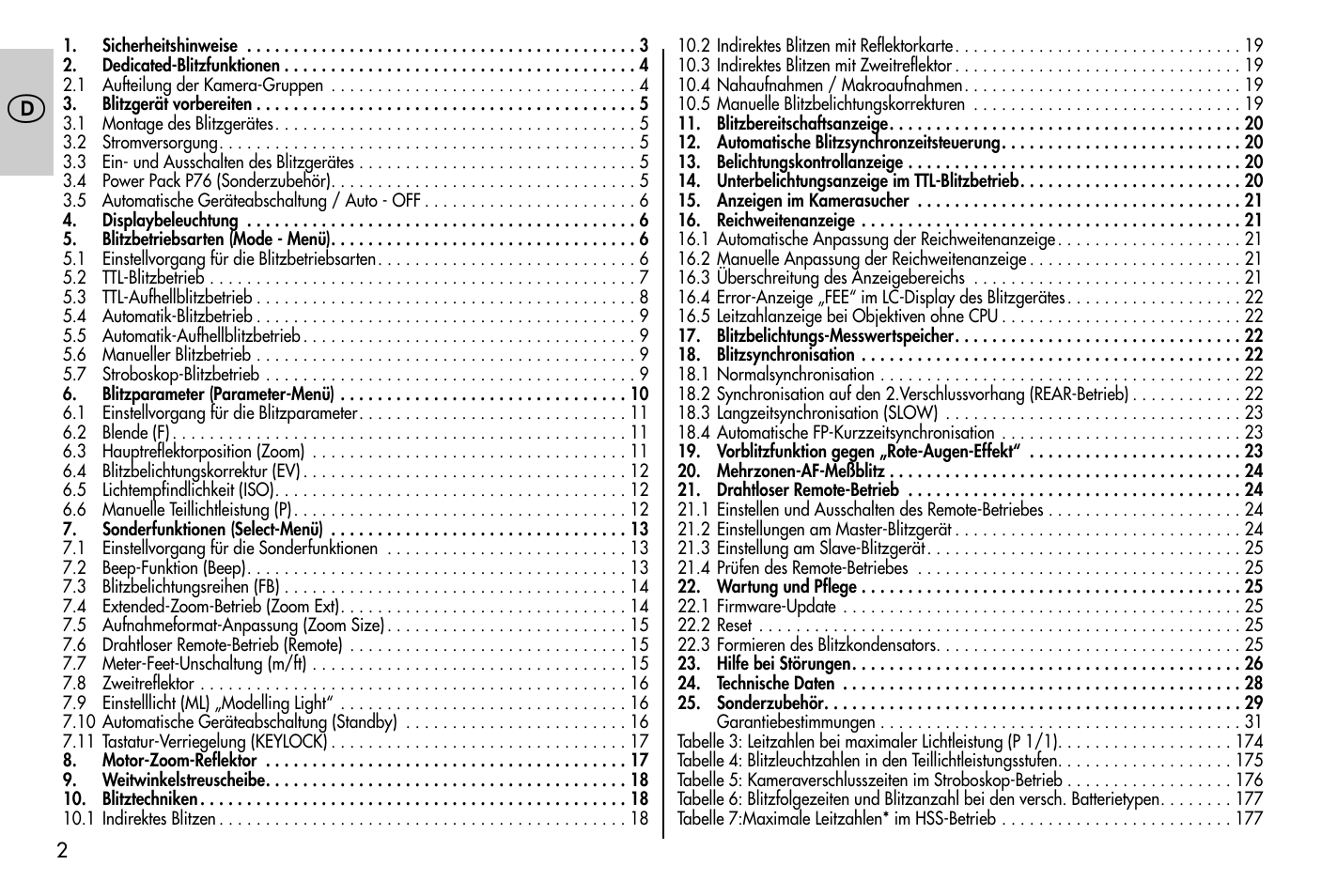 Metz MECABLITZ 58 AF-1 digital Nikon User Manual | Page 2 / 182