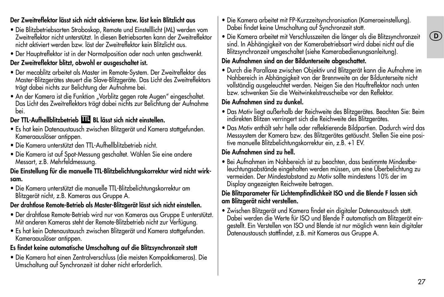 Metz MECABLITZ 58 AF-1 digital Nikon User Manual | Page 27 / 182