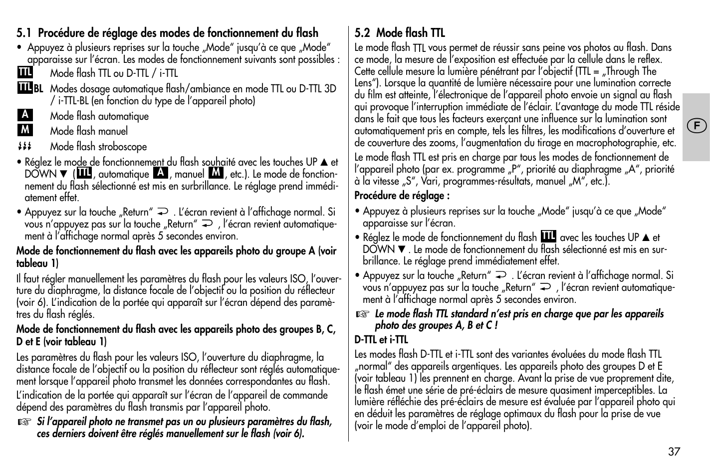 Metz MECABLITZ 58 AF-1 digital Nikon User Manual | Page 37 / 182