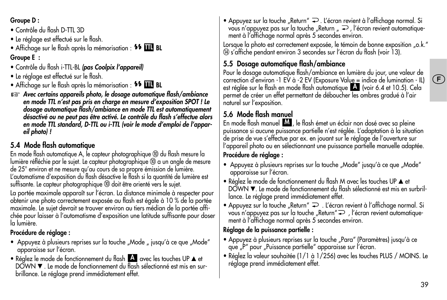 Metz MECABLITZ 58 AF-1 digital Nikon User Manual | Page 39 / 182