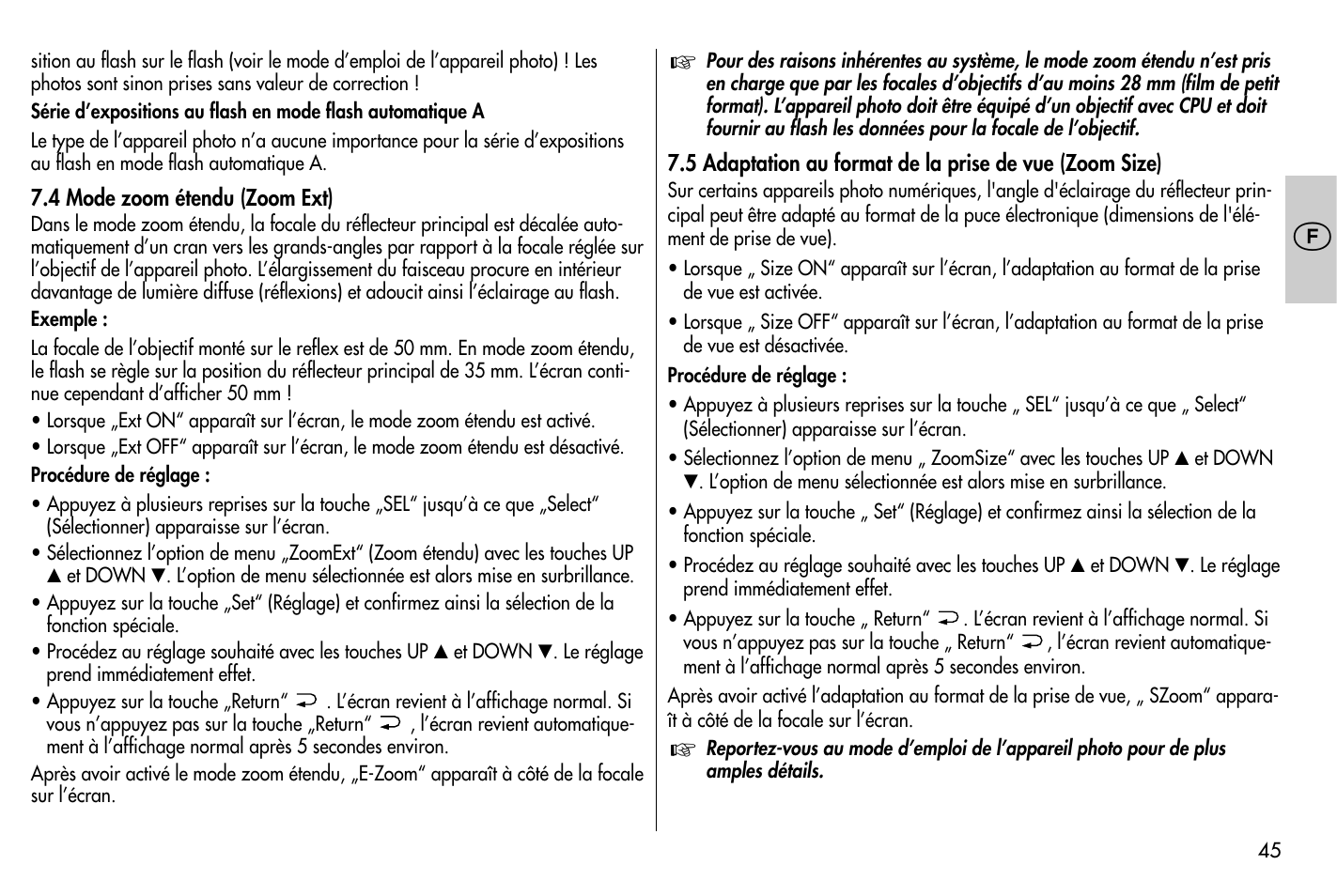 Metz MECABLITZ 58 AF-1 digital Nikon User Manual | Page 45 / 182