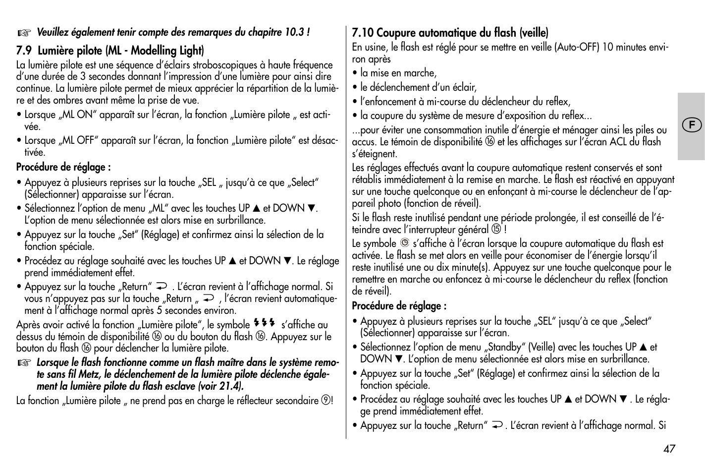 Metz MECABLITZ 58 AF-1 digital Nikon User Manual | Page 47 / 182