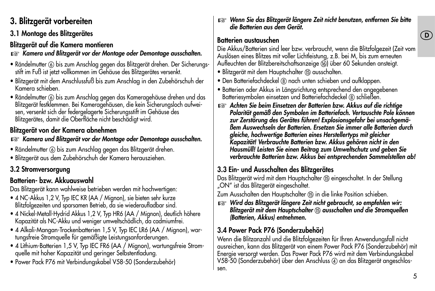 Metz MECABLITZ 58 AF-1 digital Nikon User Manual | Page 5 / 182