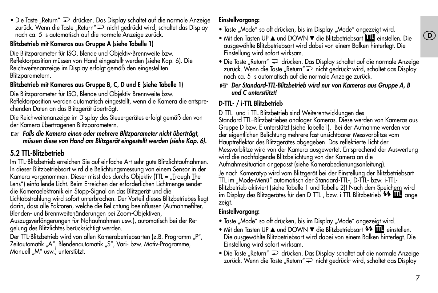 Metz MECABLITZ 58 AF-1 digital Nikon User Manual | Page 7 / 182