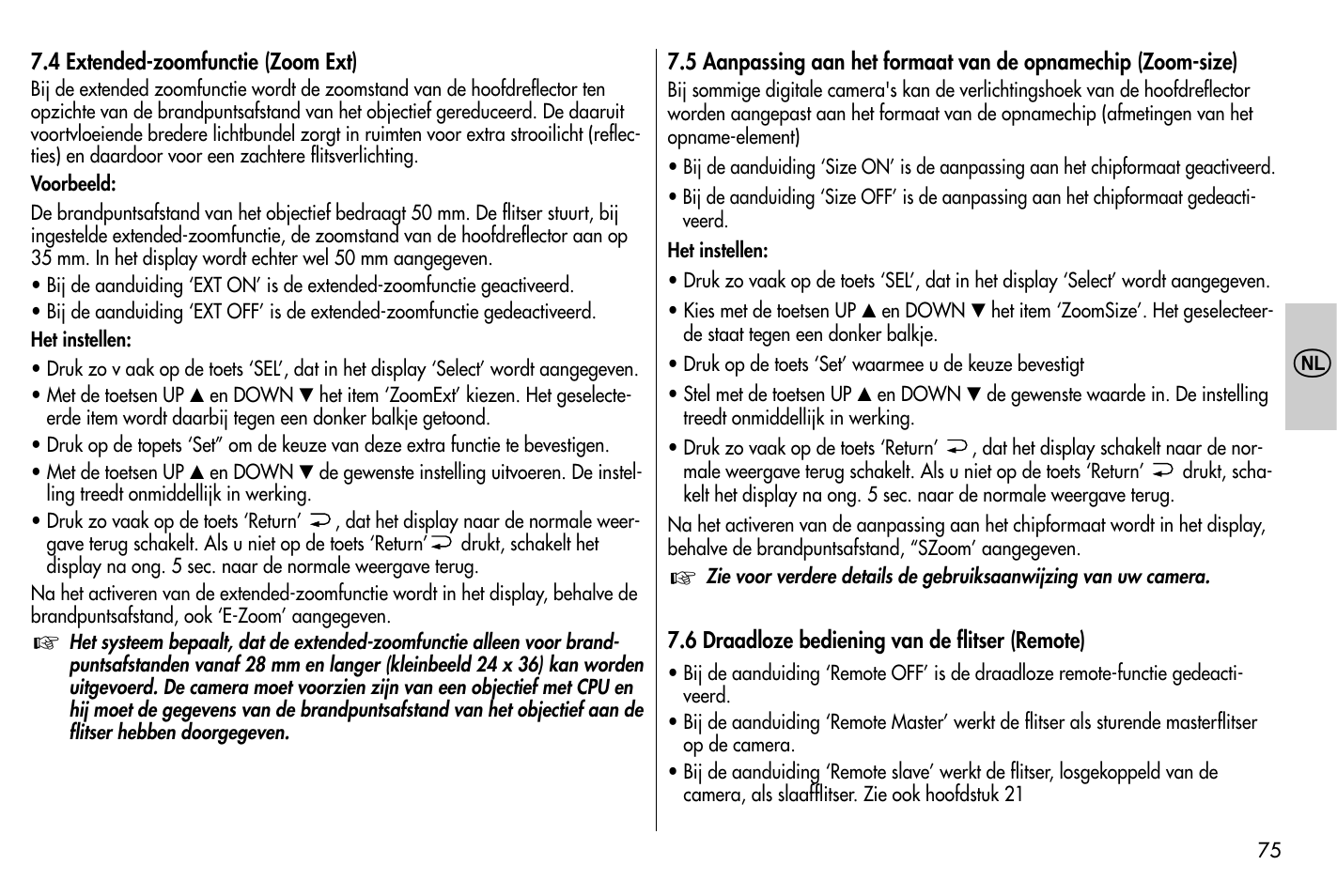 Metz MECABLITZ 58 AF-1 digital Nikon User Manual | Page 75 / 182