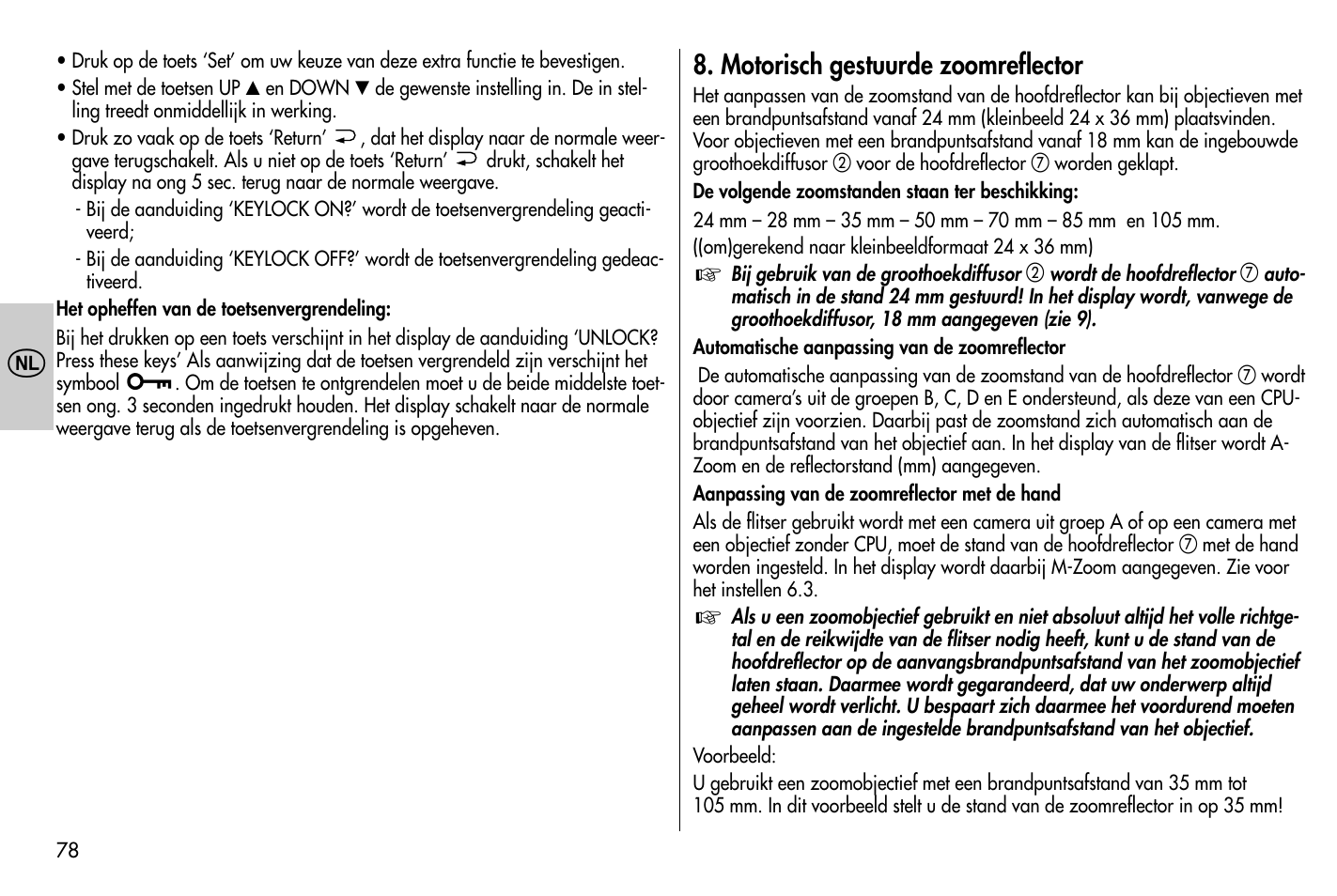 Motorisch gestuurde zoomreflector | Metz MECABLITZ 58 AF-1 digital Nikon User Manual | Page 78 / 182