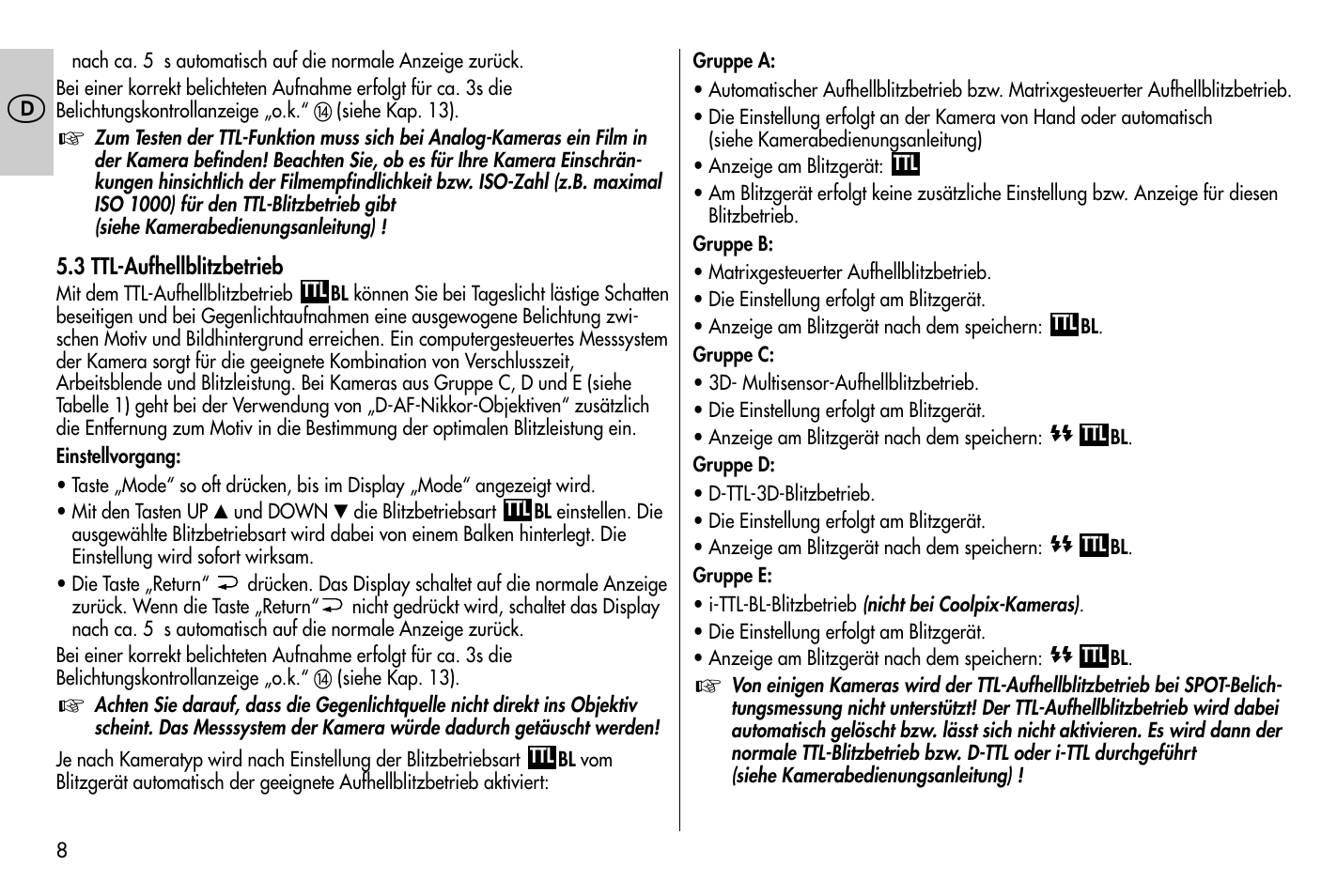 Metz MECABLITZ 58 AF-1 digital Nikon User Manual | Page 8 / 182