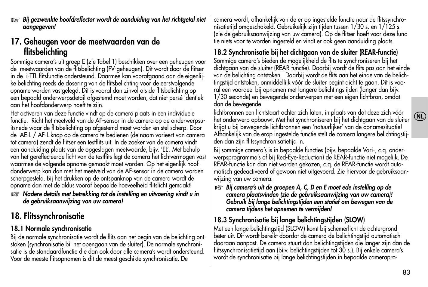 Flitssynchronisatie | Metz MECABLITZ 58 AF-1 digital Nikon User Manual | Page 83 / 182