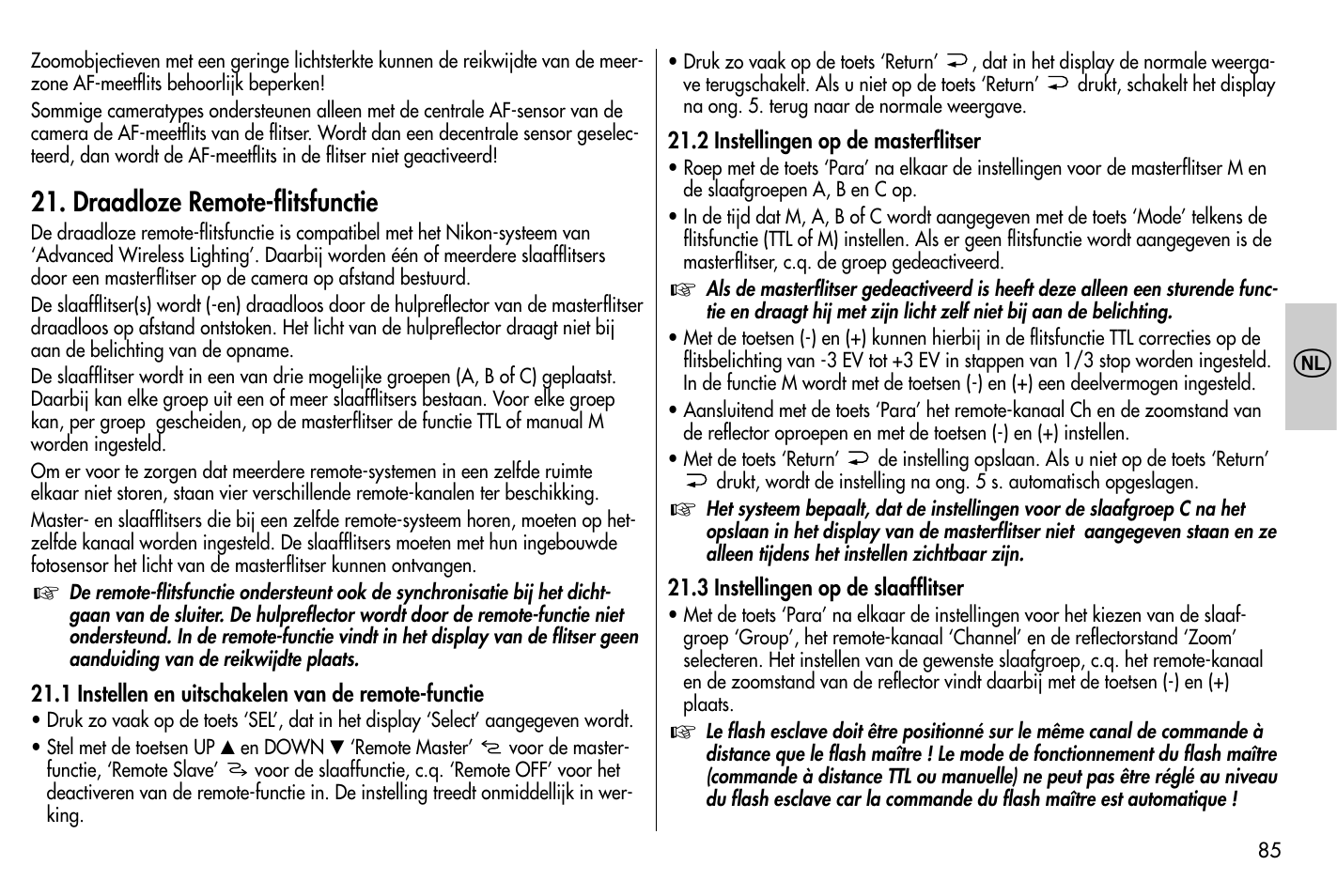 Draadloze remote-flitsfunctie | Metz MECABLITZ 58 AF-1 digital Nikon User Manual | Page 85 / 182