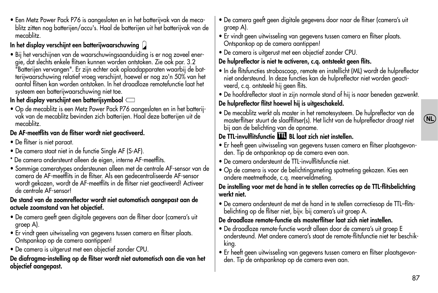Metz MECABLITZ 58 AF-1 digital Nikon User Manual | Page 87 / 182
