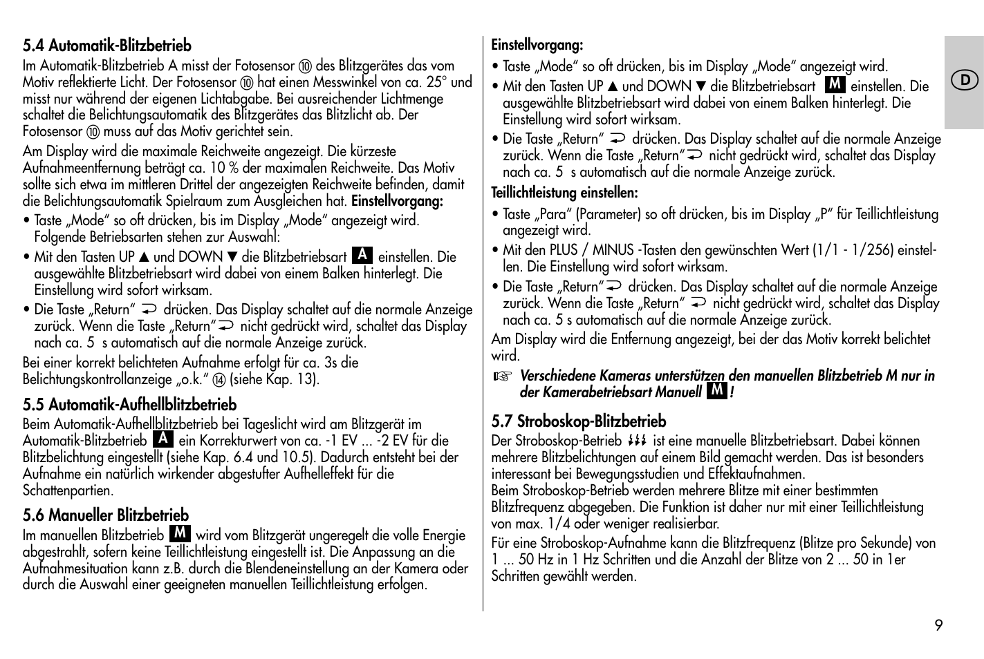 Metz MECABLITZ 58 AF-1 digital Nikon User Manual | Page 9 / 182