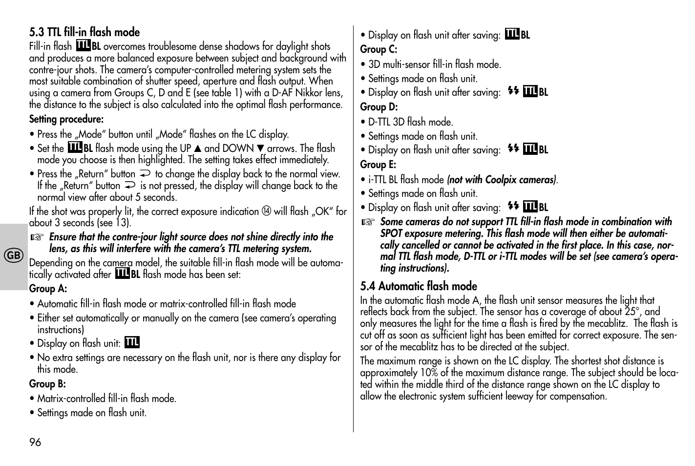 Metz MECABLITZ 58 AF-1 digital Nikon User Manual | Page 96 / 182